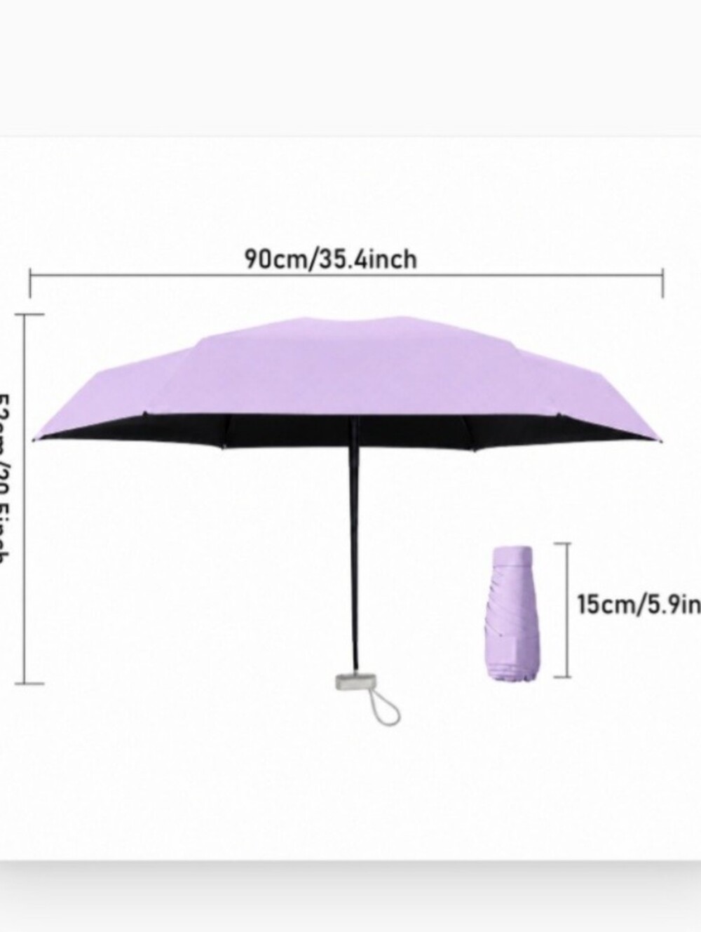 Compact Lavender Travel Umbrella with Carry Case - Picture 3 of 9